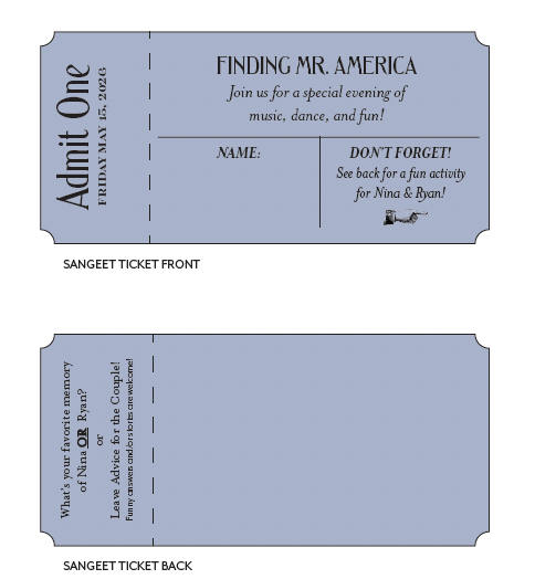 N & R | Sangeet Tickets