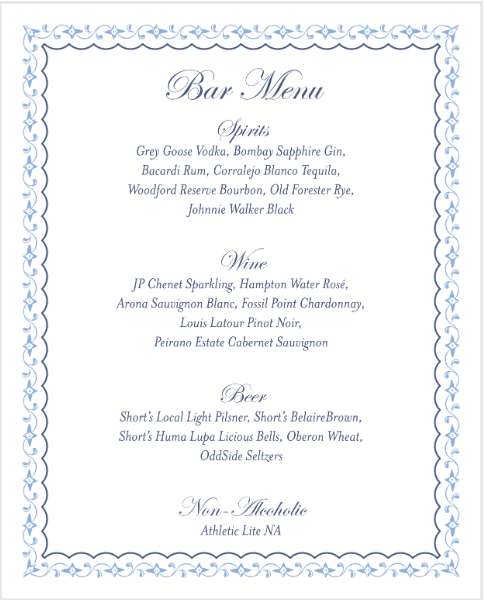 N & R | Western Bar Menu