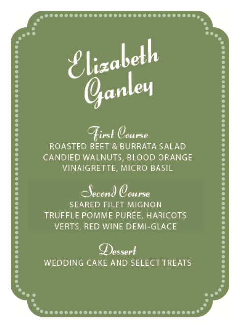 Ganley | Die Cut Menu