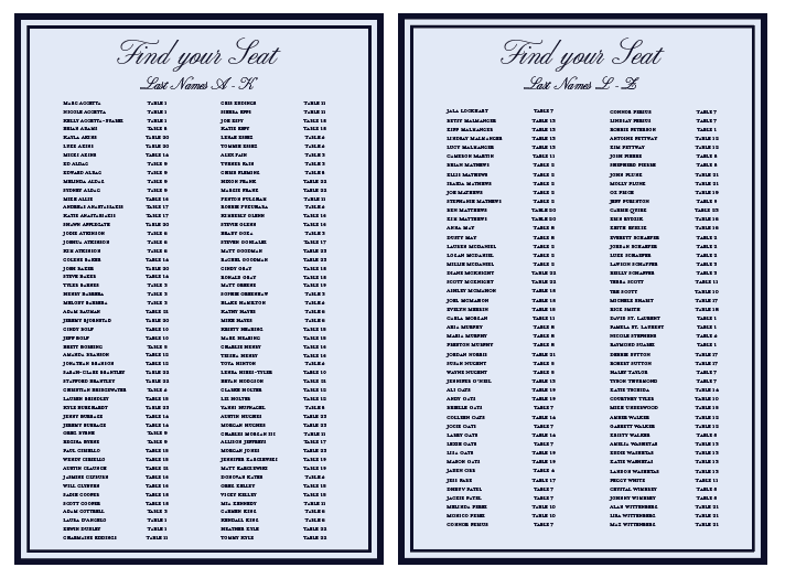 Accetta | Seating Charts